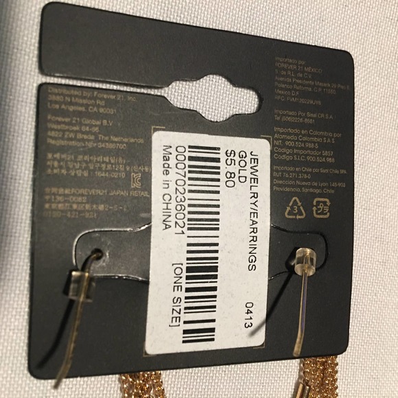 FOREVER 21 Gold Chain Bar Ball Dangling Earrings - Picture 5 of 8